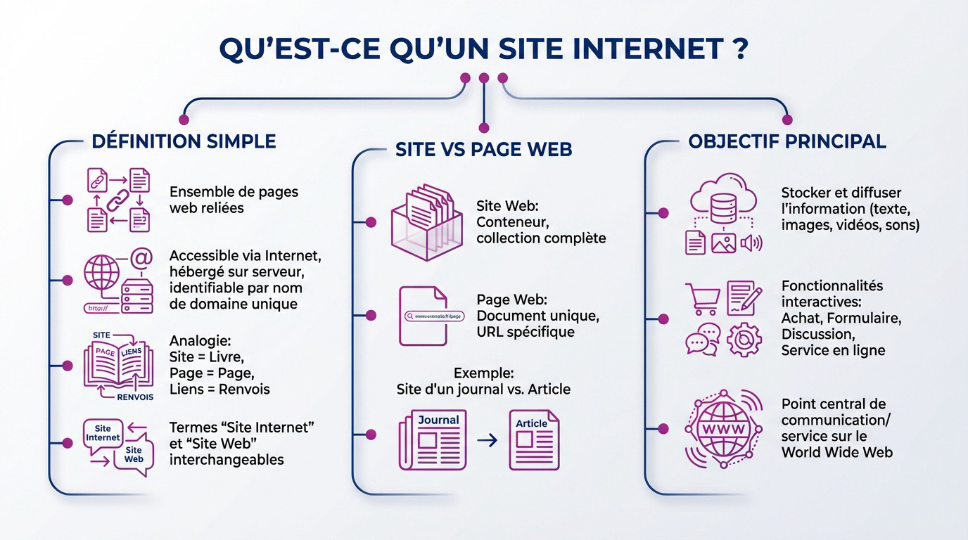 Illustration schématique de la structure d'un site internet et de ses pages connectées