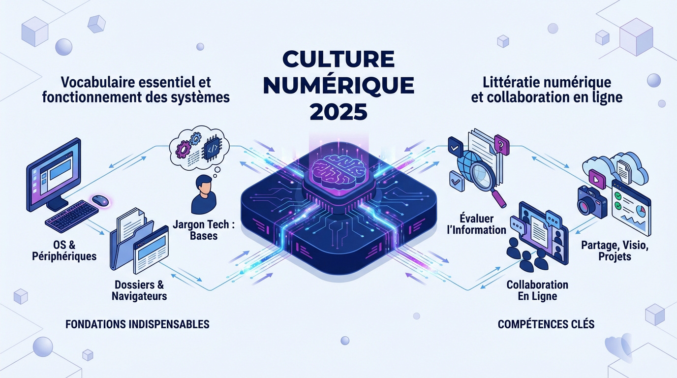 Schéma des piliers de la culture numérique en 2025