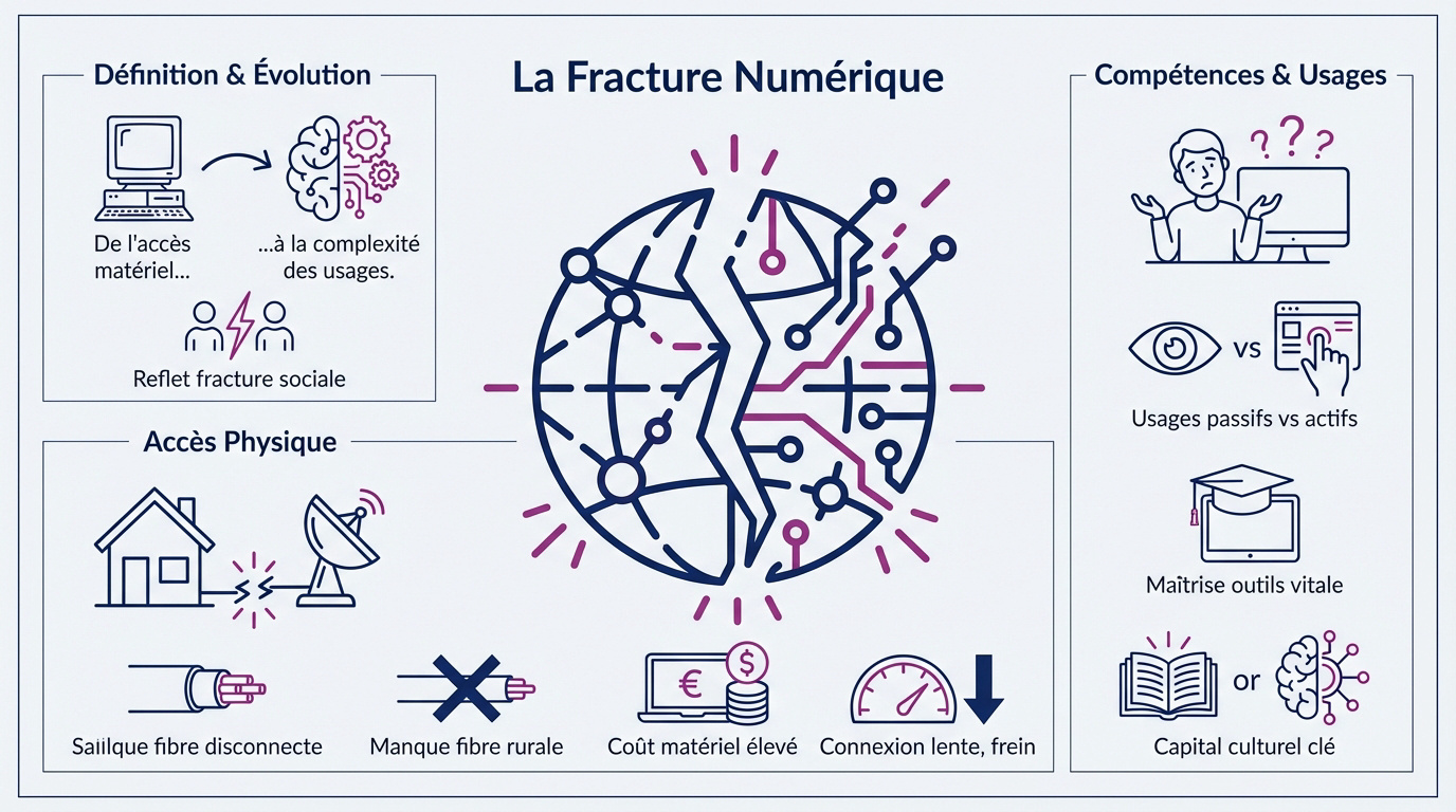 Illustration des disparités d'accès et d'usages liées à la fracture numérique