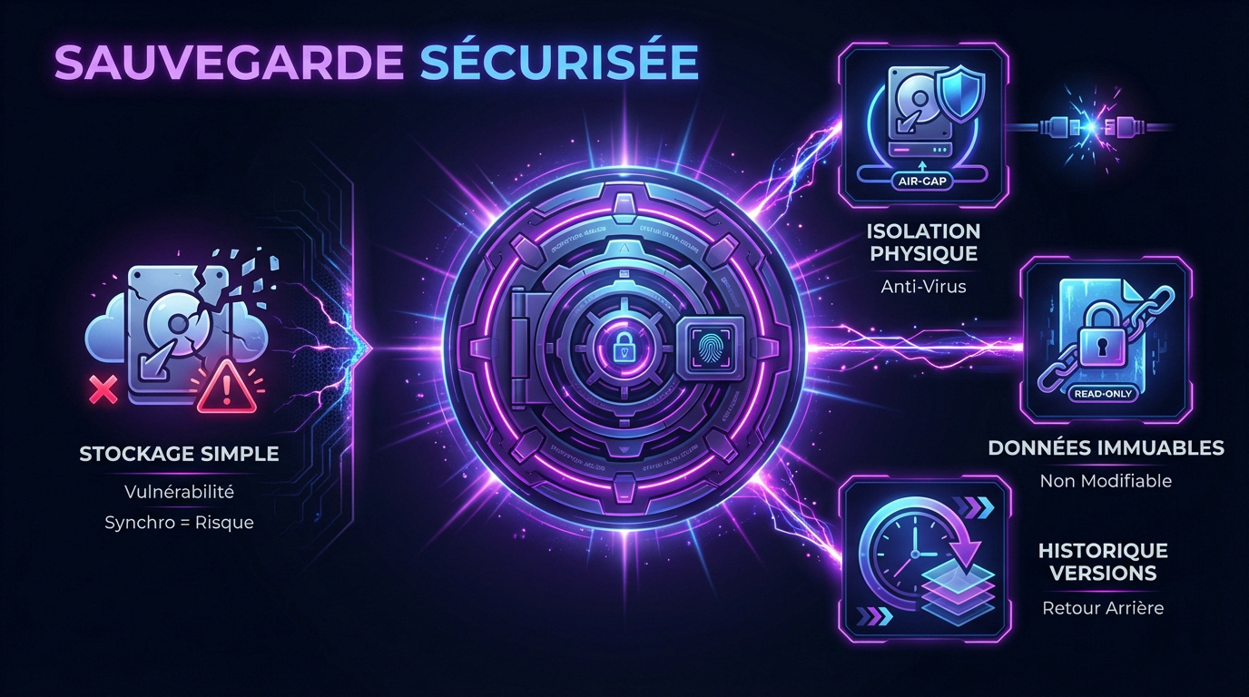 Infographie sur la protection et la sauvegarde sécurisée des données