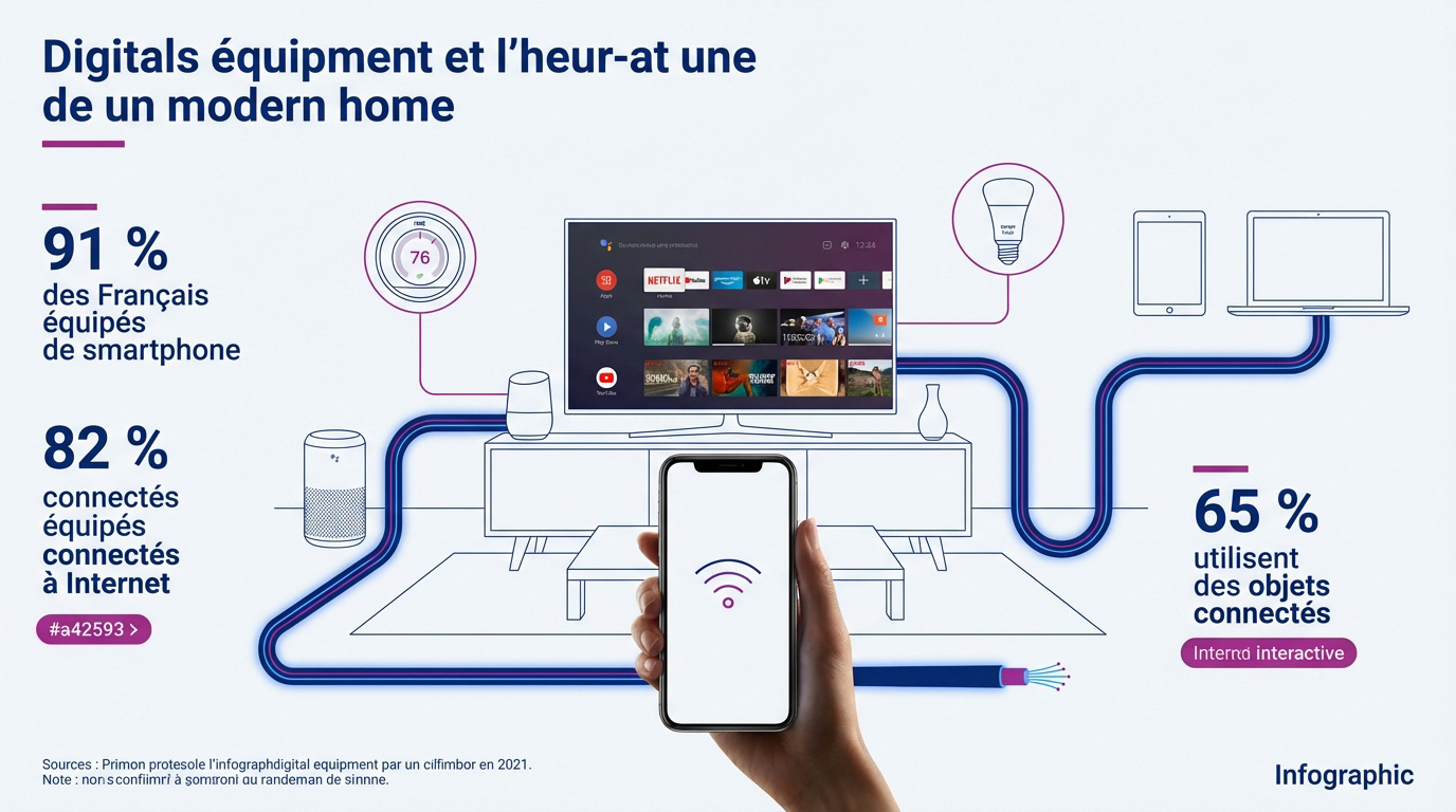 Équipements numériques et écrans au sein d'un foyer connecté