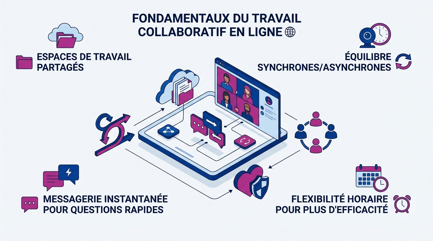 Illustration des fondamentaux du travail collaboratif en ligne