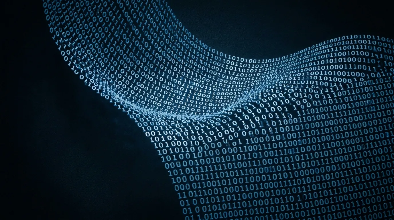 Flux de code binaire illustrant le fonctionnement de l'information numérique