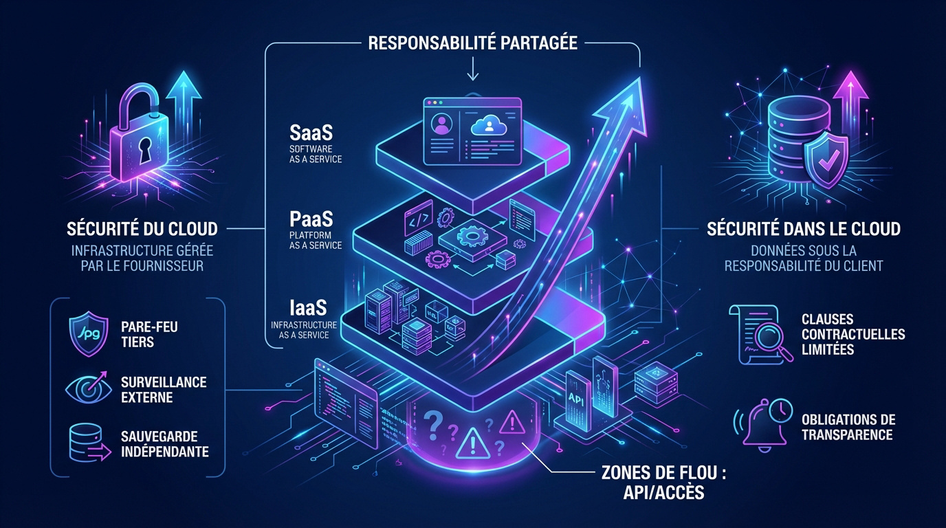 Schéma explicatif du modèle de responsabilité partagée entre le client et le fournisseur cloud
