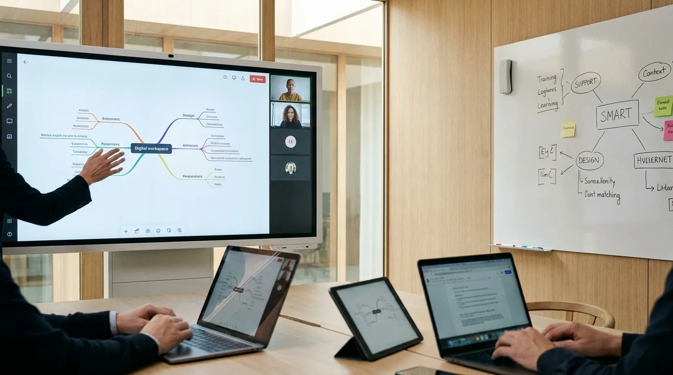 Collaboration en ligne : plusieurs utilisateurs travaillent ensemble sur des outils numériques partagés