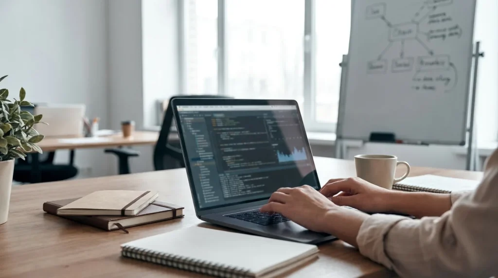 Interface de logiciel en ligne affichée sur un écran d'ordinateur, illustrant l'accès à distance aux applications