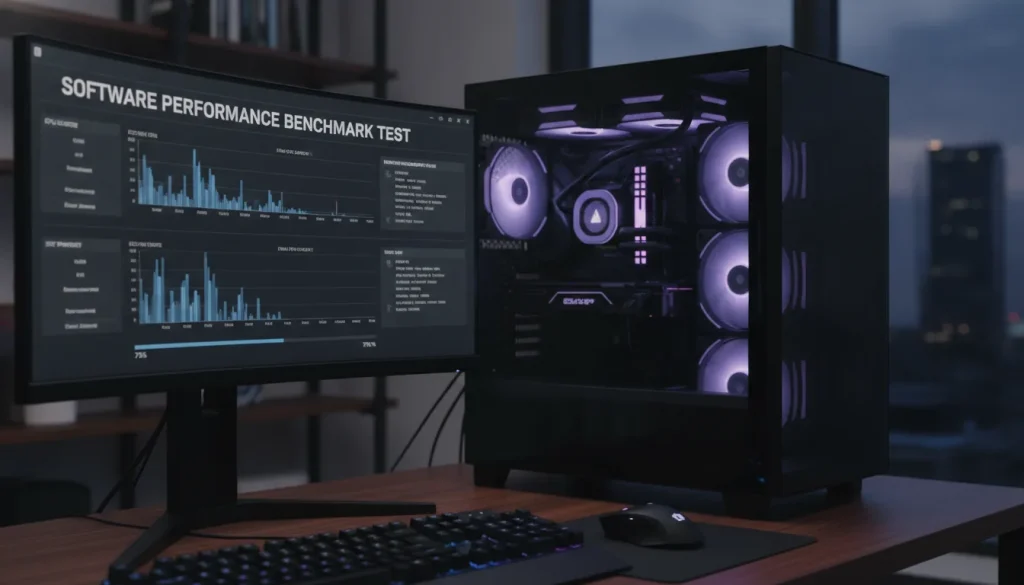 Test de benchmark logiciel mesurant les performances d'un ordinateur
