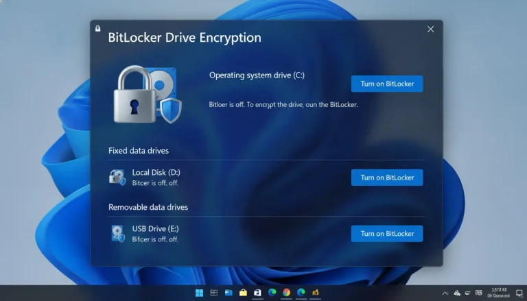 BitLocker interface Windows avec cadenas de sécurité sur disque dur chiffré