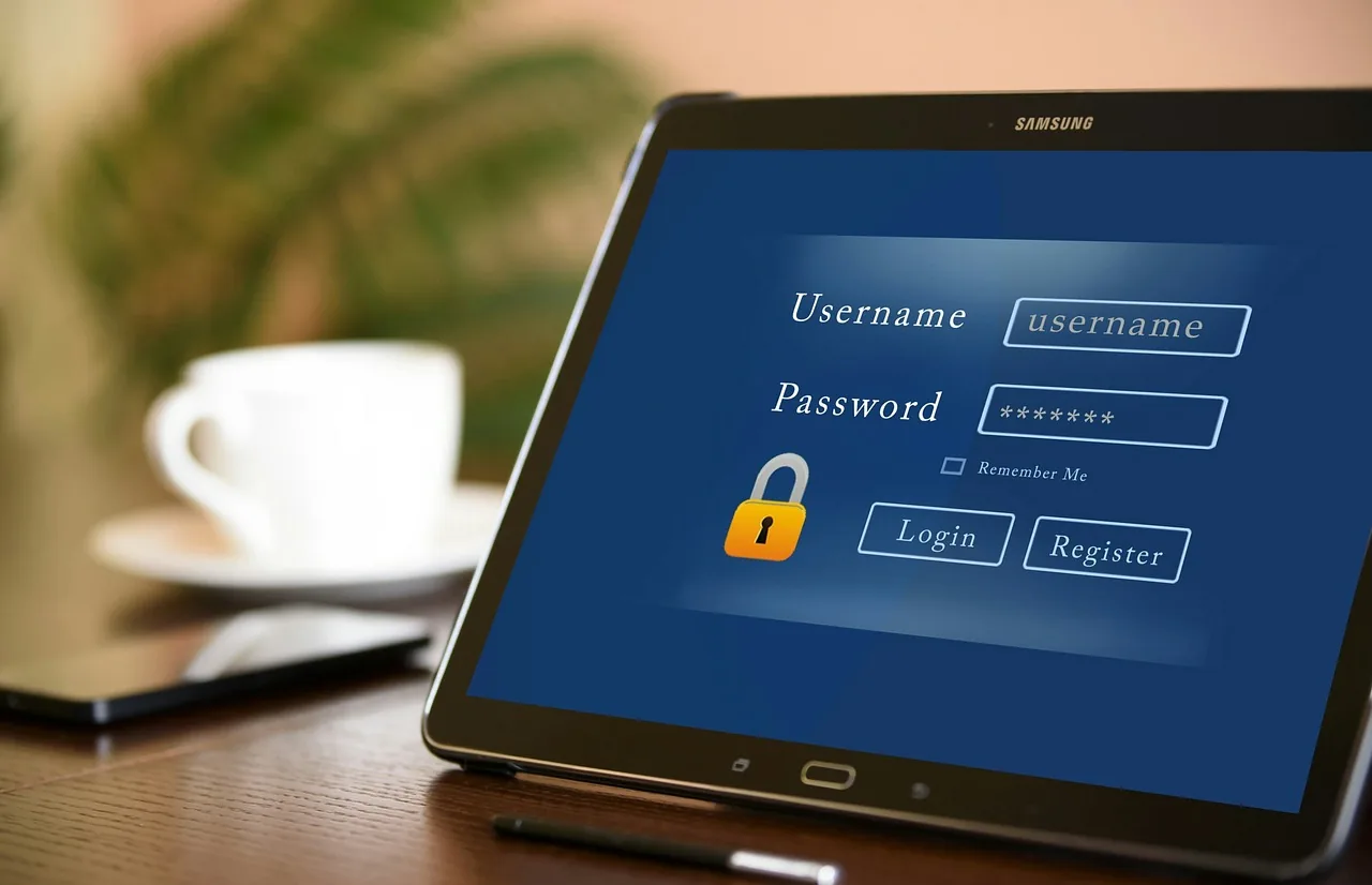 Écran de connexion avec indication de mot de passe et options de sécurité sur dispositif