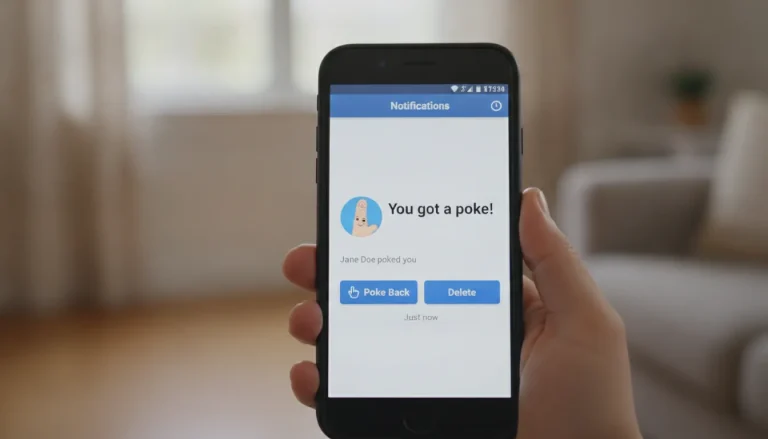 Notification de poke Facebook sur écran mobile réseau social