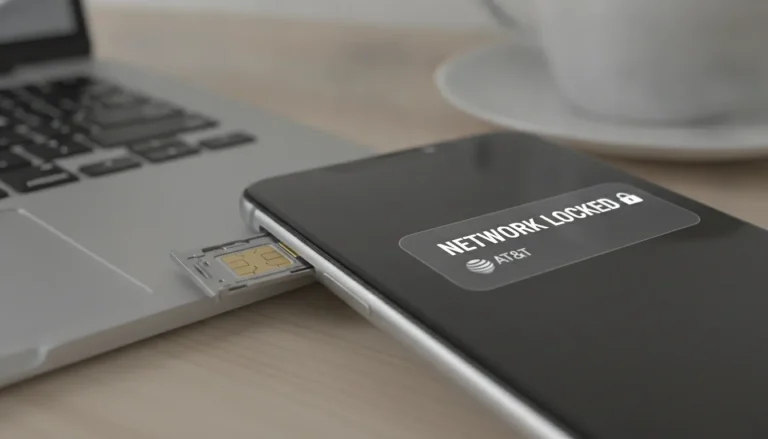 Smartphone avec carte SIM bloquée par l'opérateur réseau illustrant le simlockage