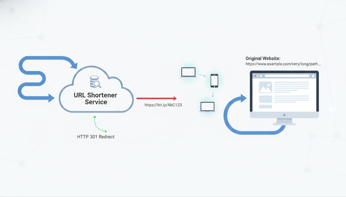 Schéma explicatif montrant comment fonctionne un raccourcisseur d'URL et tinyurl.com